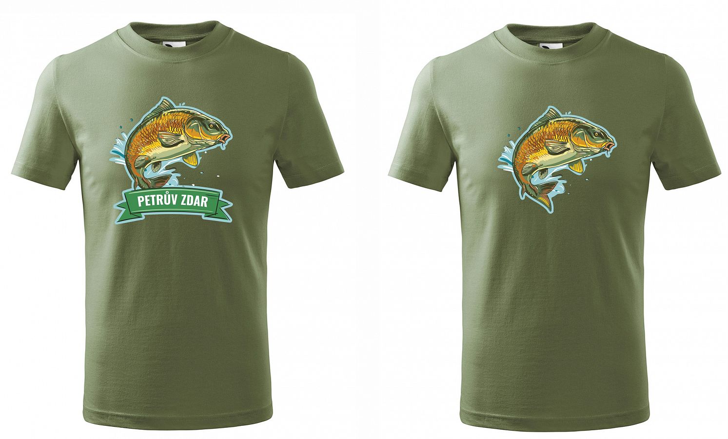 Dětské myslivecké tričko 138 PXT CREATIVE s rybou khaki