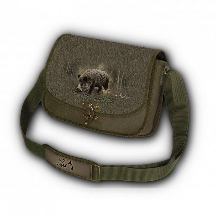 B92/a Lovecká brašna text. hnědá divočák - Obrázek B92/a Lovecká brašna text. hnědá divočák - Obrázek