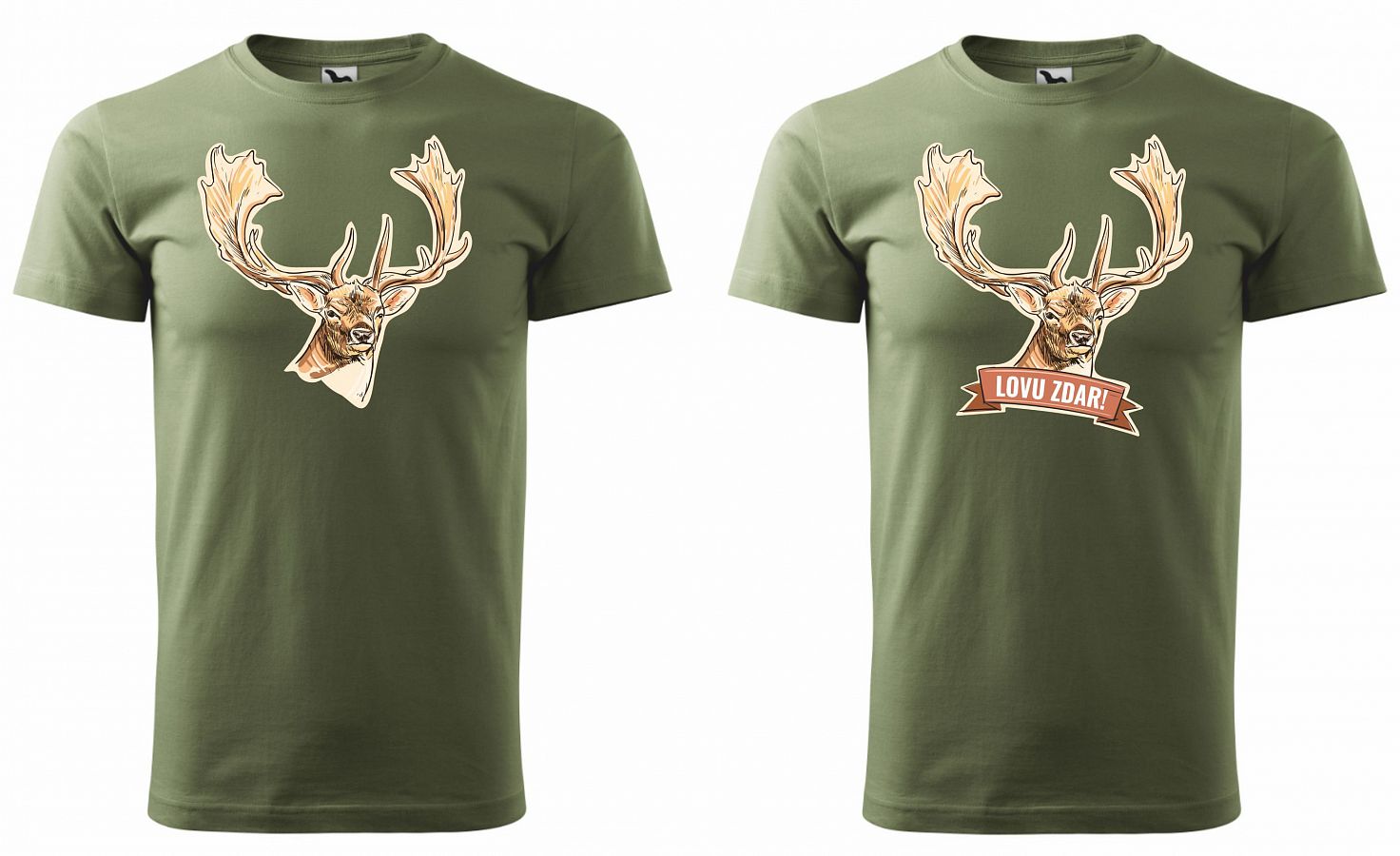 Pánské myslivecké tričko 129 PXT CREATIVE se zvěří khaki vel. XXL - Obrázek Pánské myslivecké tričko 129 PXT CREATIVE se zvěří khaki vel. XXL - Obrázek