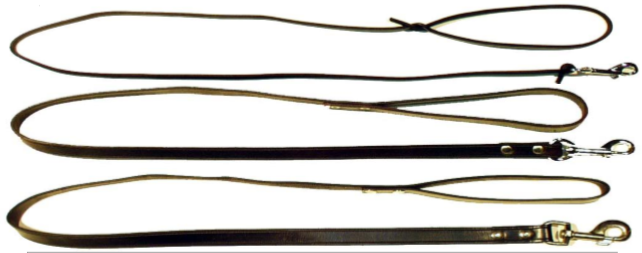 Kožené vodítko do ruky, délka 130 cm, klas. karabina, VO60, pr. 0,6 cm, kulatá kůže